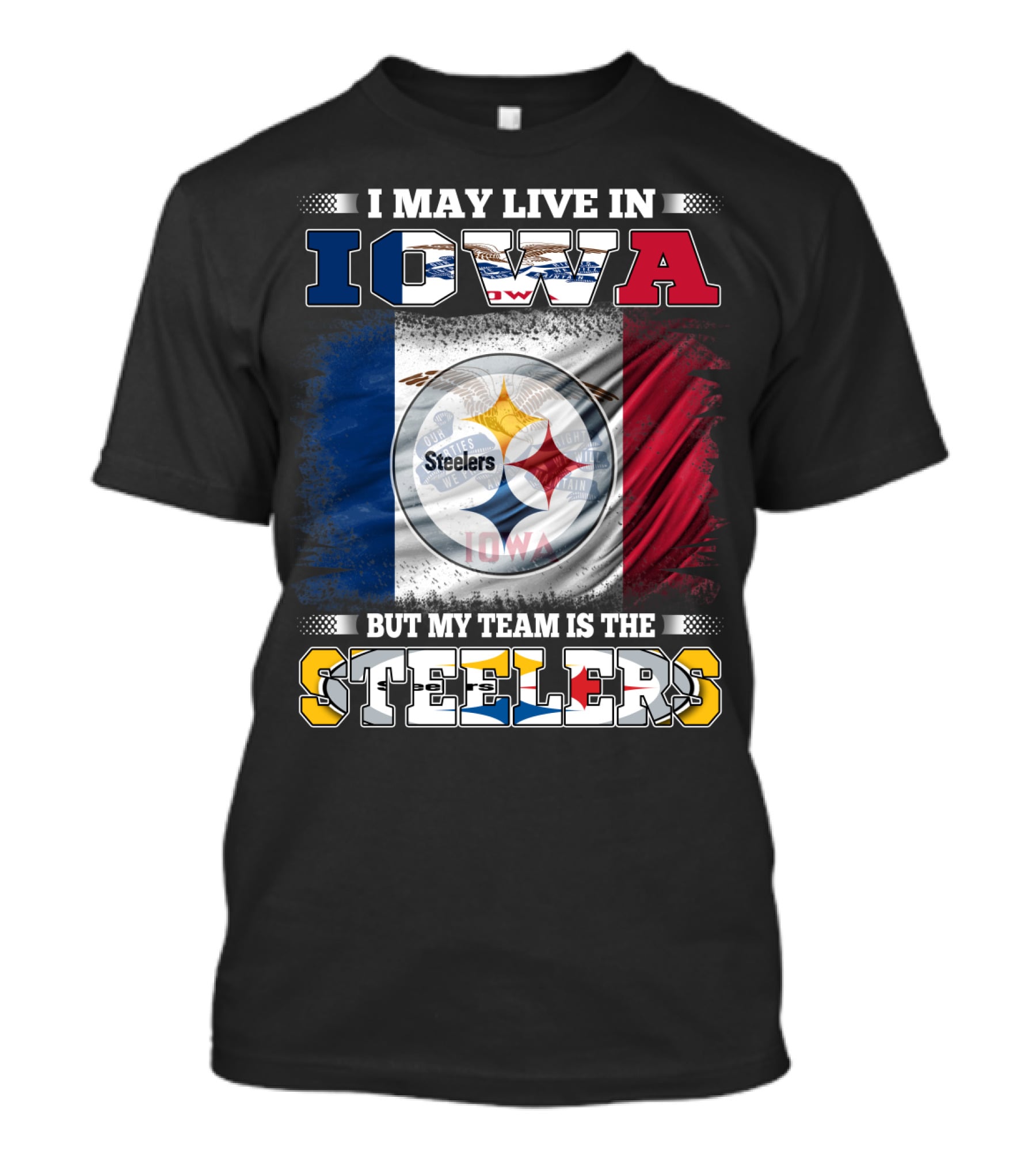 Iowa Resident Proudly Supporting Steelers With Team T-Shirt