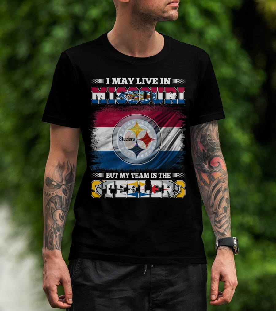 Steelers Fan Living In Missouri With Team Pride Background T-Shirt