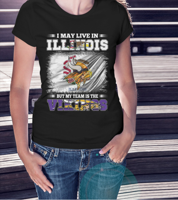 Illinois Loyalty With Vikings Team Pride Flag T-Shirt