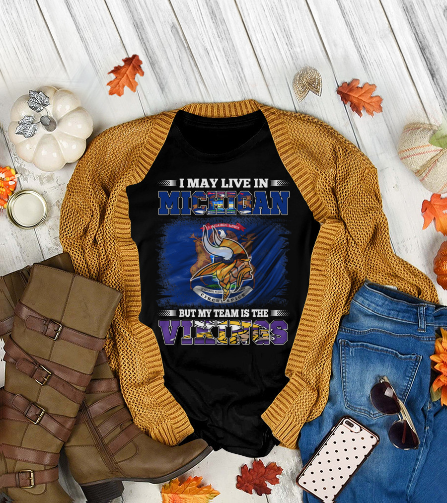 Michigan Residents Supporting Vikings Team with Prideful Symbolism T-Shirt