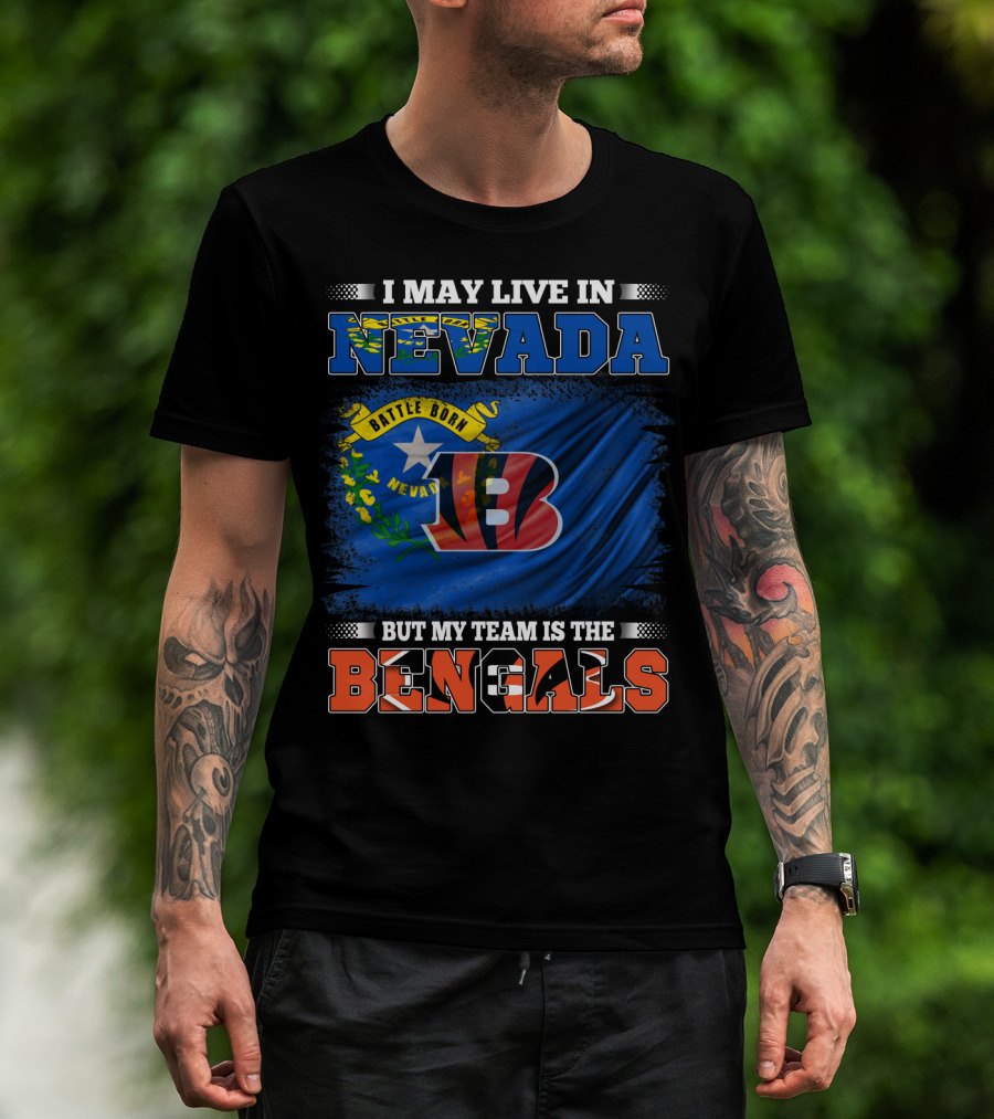 Nevada Pride With Bengals Team Allegiance And Flag T-Shirt