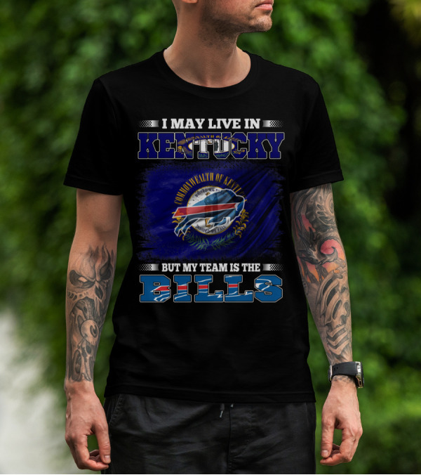 Kentucky Resident Proudly Supports Buffalo Bills With State Flag And Team T-Shirt