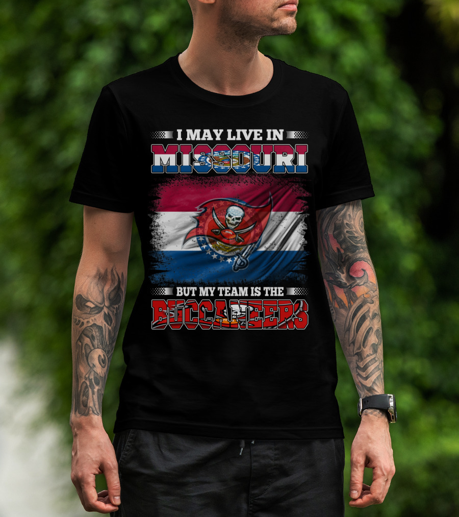 Missouri Fan With Buccaneers Pride And Team Spirit Flag T-Shirt