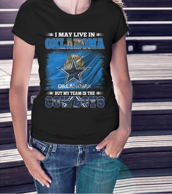 Live In Oklahoma My Team Cowboys Oklahoma Flag Star T-Shirt