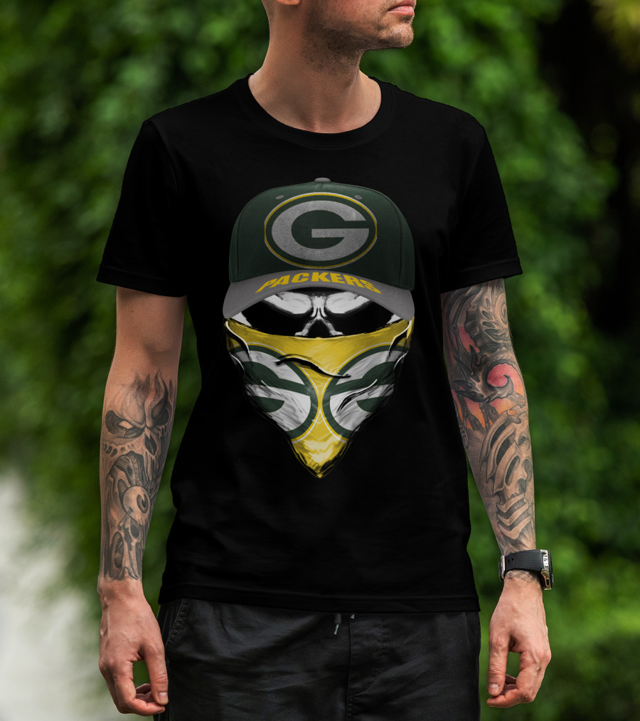 Green Bay Packers G Logo Face Mask And Hat T-Shirt
