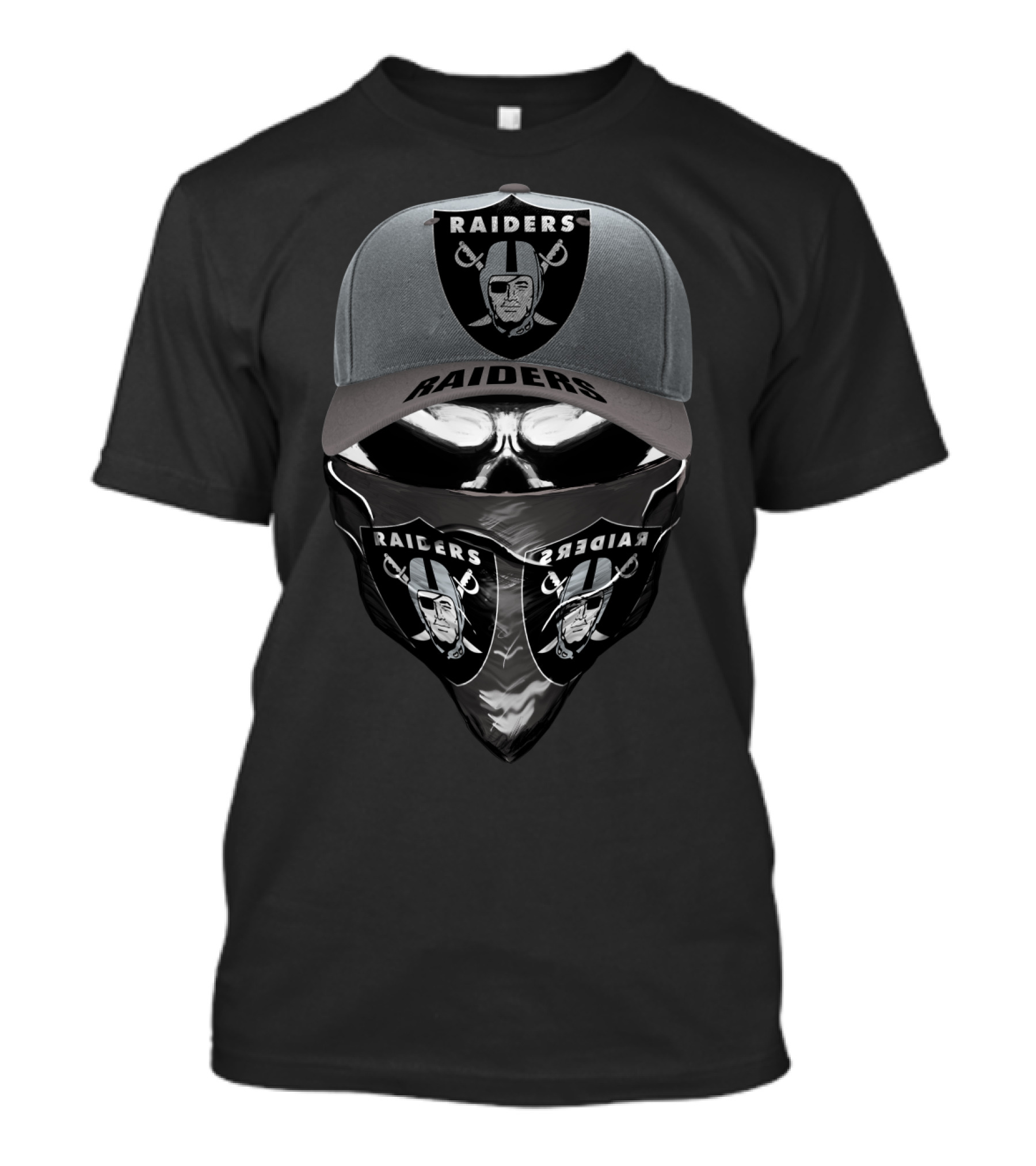 Raiders Logo Cap And Bandana With Pirate Shield Motif T-Shirt