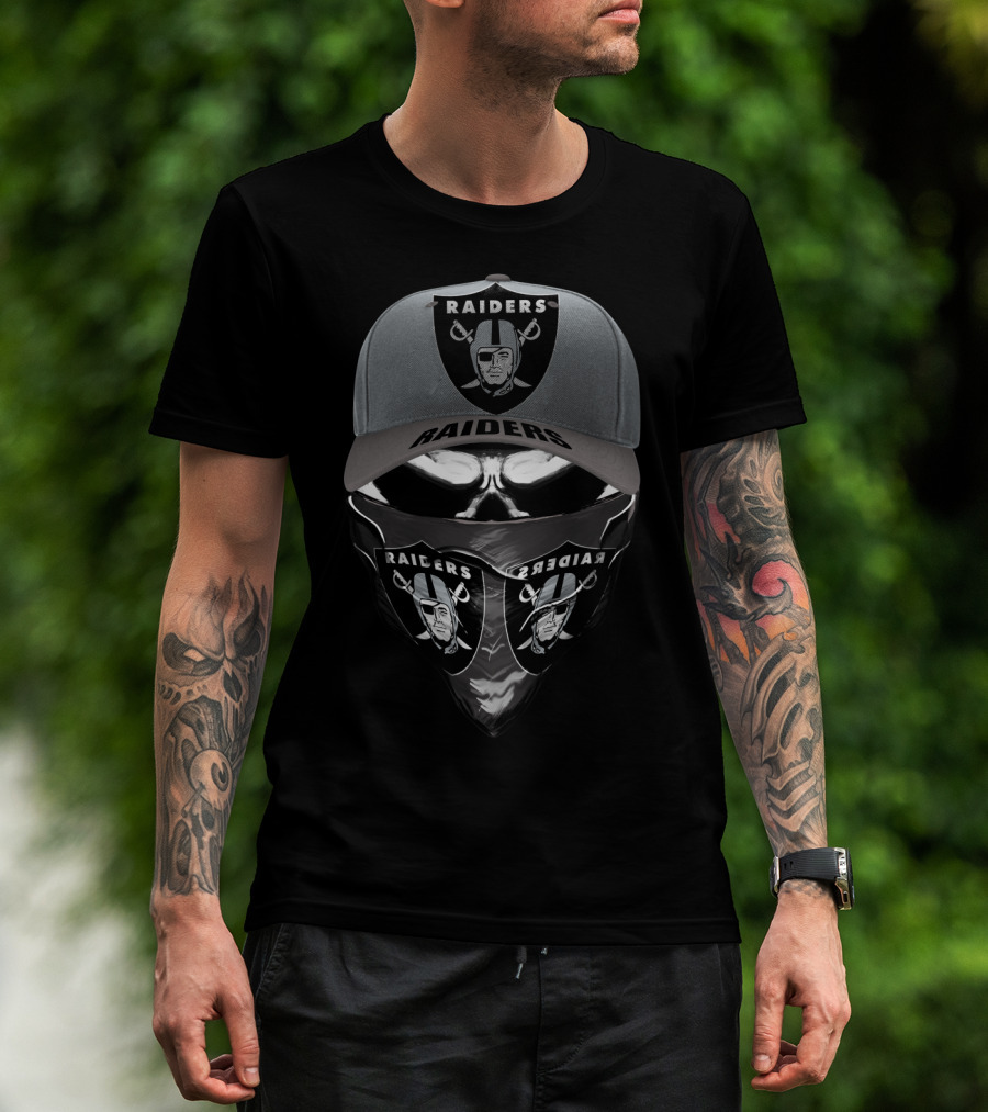 Raiders Logo Cap And Bandana With Pirate Shield Motif T-Shirt
