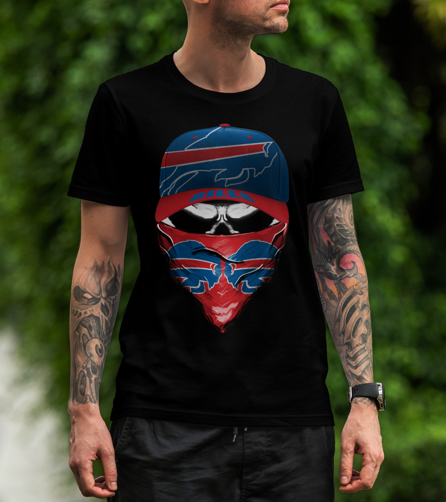 Buffalo Bills Cap And Bandana Skull T-Shirt