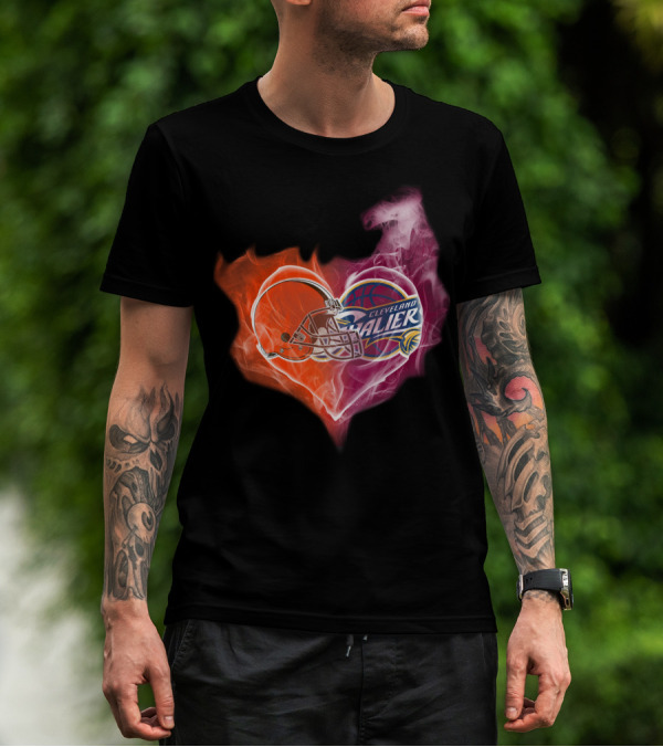 Cleveland Browns Cavaliers Heart Flame T-Shirt