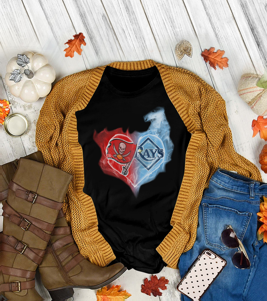 Tampa Bay Buccaneers Buccaneers Tampa Bay Rays Heart T-Shirt