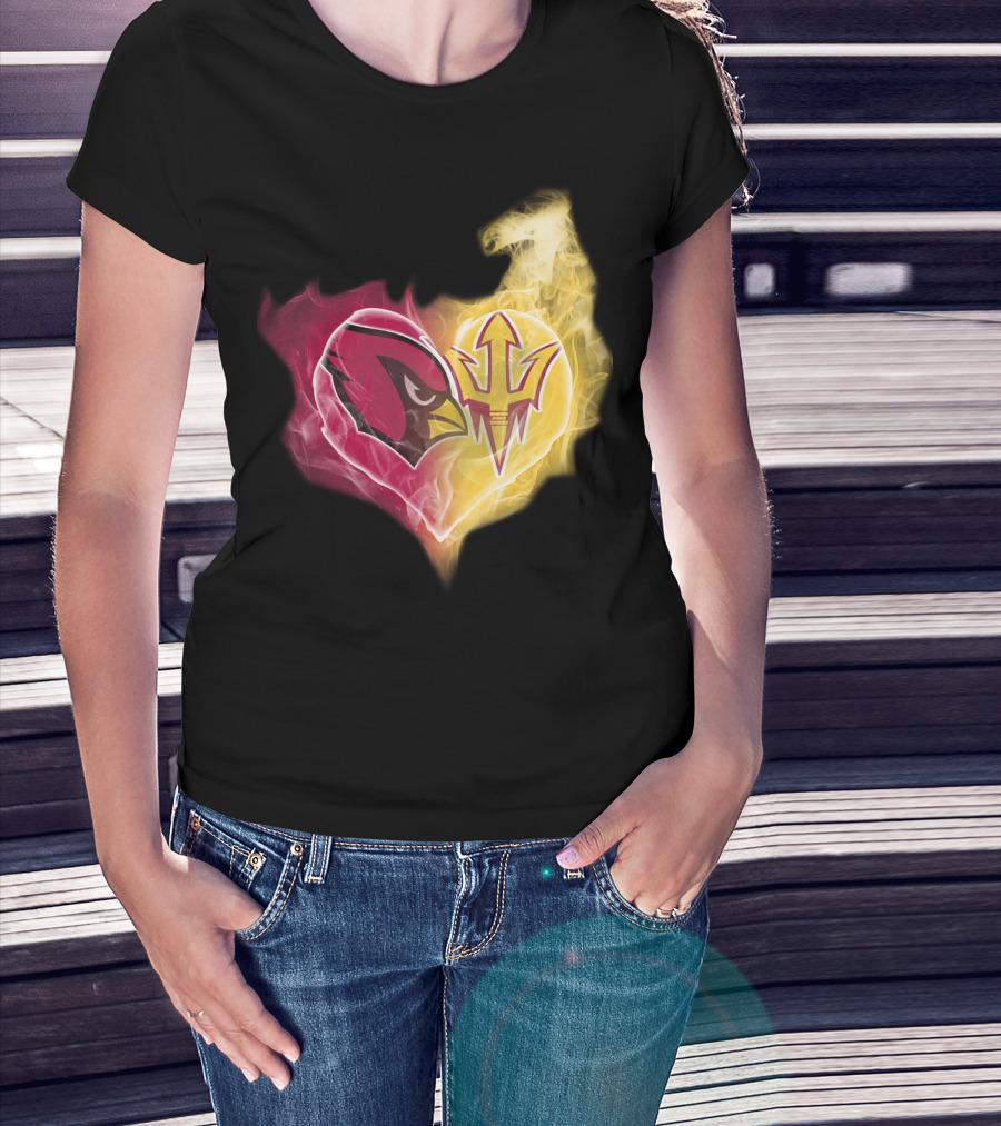 Cardinals Arizona State Sun Devils Heart T-Shirt