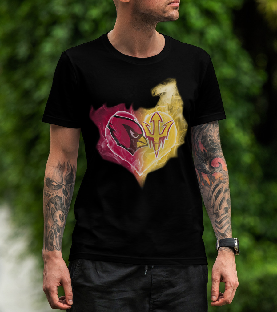 Cardinals Arizona State Sun Devils Heart T-Shirt