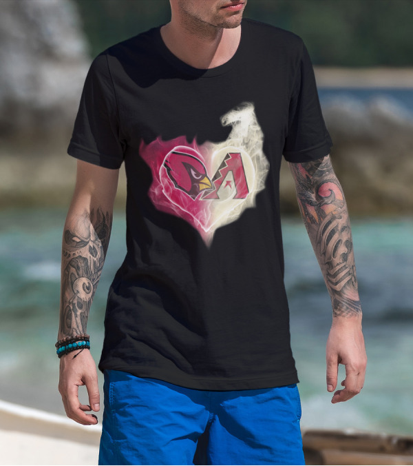 Cardinals Arizona Diamondbacks Heart Logo Fusion T-Shirt