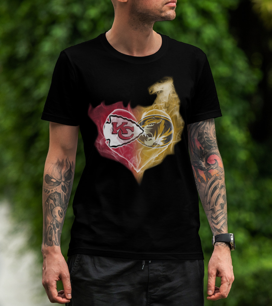 Chiefs Missouri Tigers Kc Smoke Heart T-Shirt