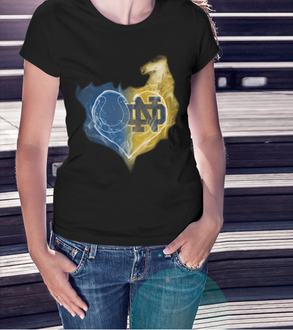 Colts Notre Dame Fighting Irish Flame Heart T-Shirt