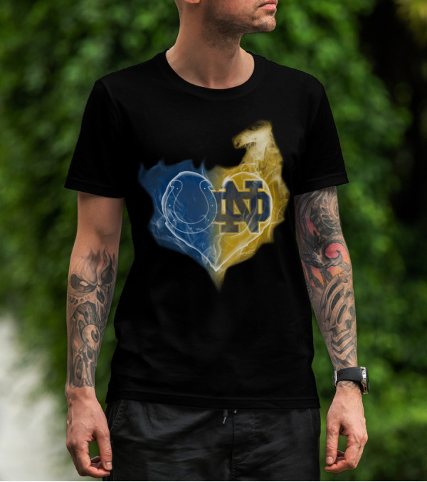 Colts Notre Dame Fighting Irish Flame Heart T-Shirt