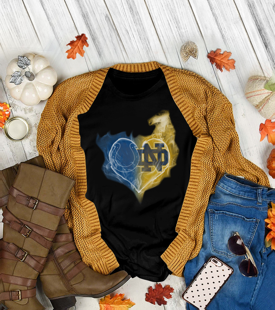 Colts Notre Dame Fighting Irish Flame Heart T-Shirt