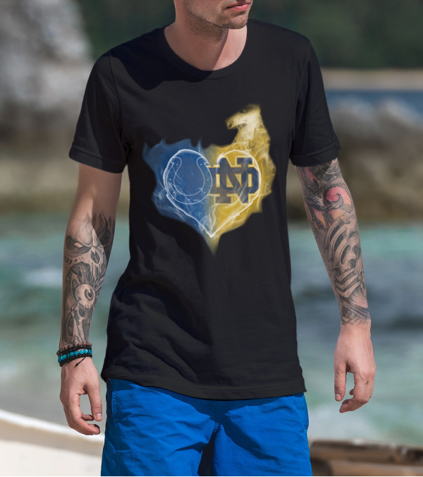 Colts Notre Dame Fighting Irish Flame Heart T-Shirt