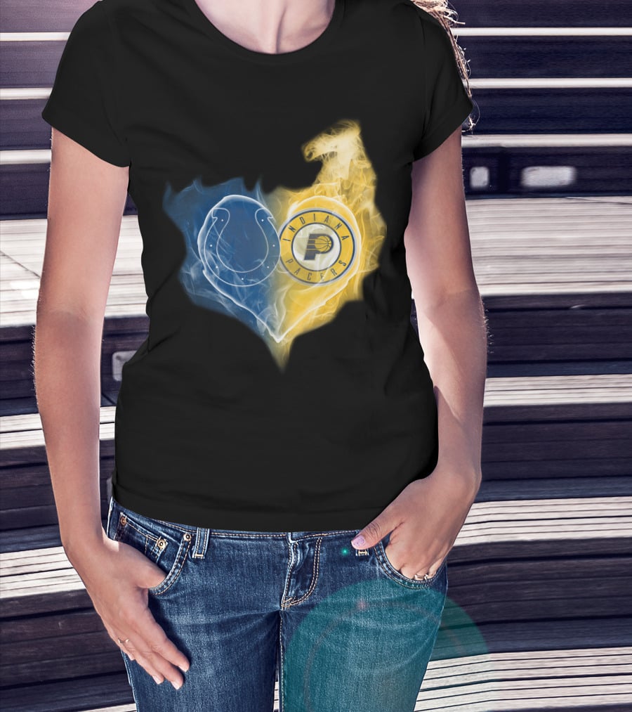 Colts Indiana Pacers Heart Logo Fusion T-Shirt
