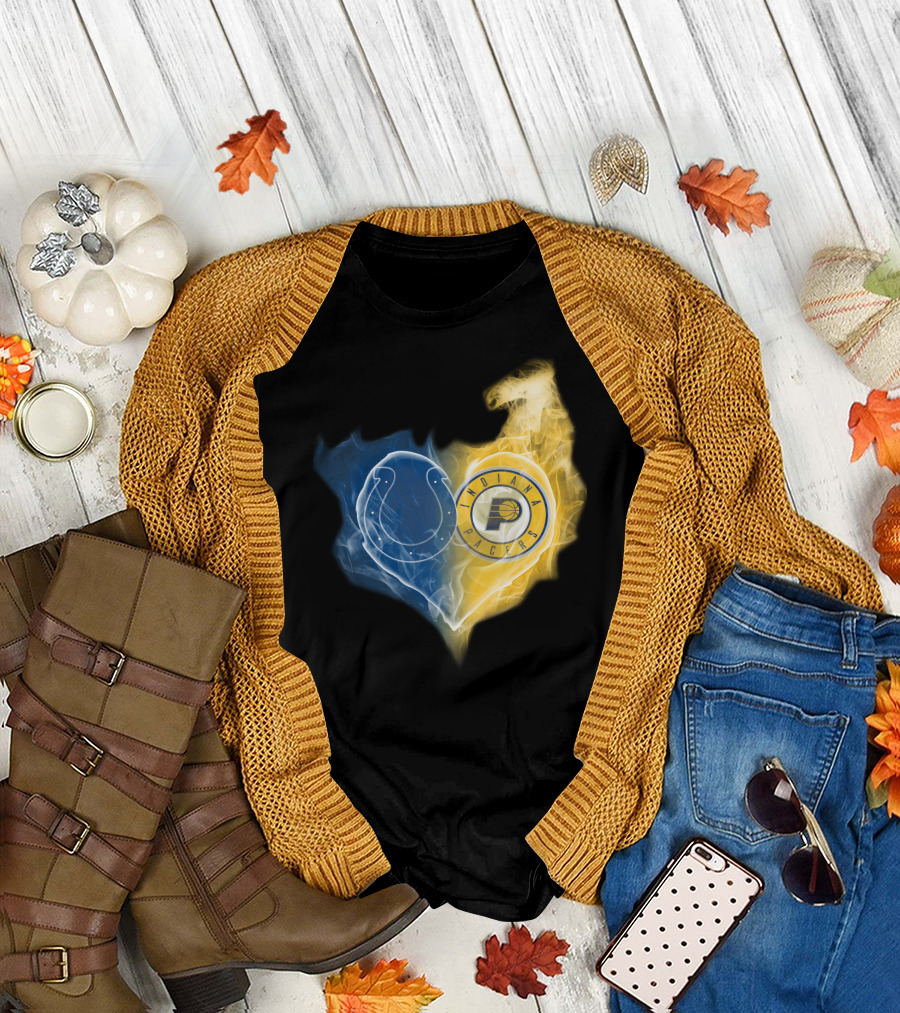 Colts Indiana Pacers Heart Logo Fusion T-Shirt