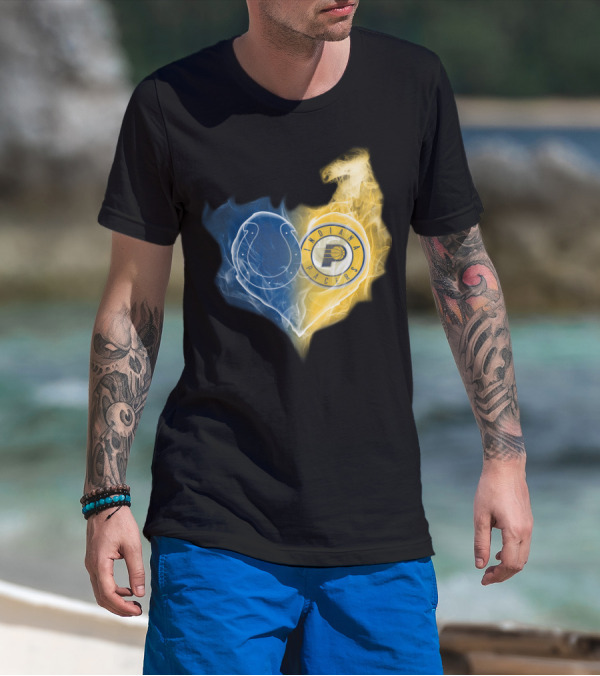 Colts Indiana Pacers Heart Logo Fusion T-Shirt