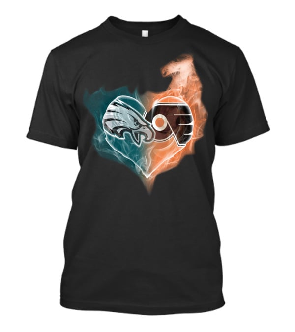 Philadelphia Eagles Flyers Heart Logo Fusion T-Shirt
