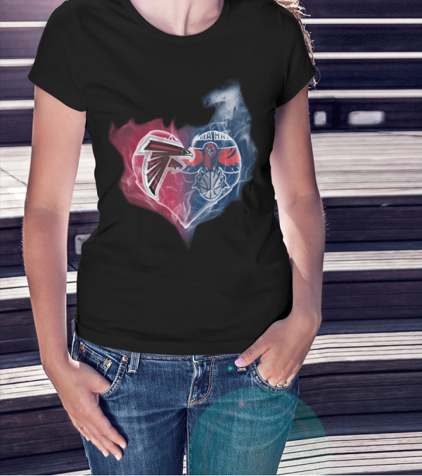 Falcons Atlanta Hawks Heart Logo Fusion T-Shirt