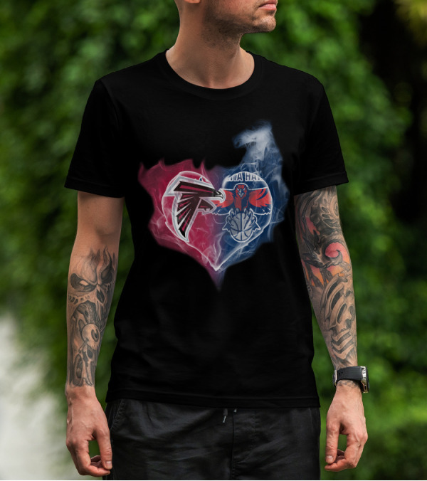 Falcons Atlanta Hawks Heart Logo Fusion T-Shirt