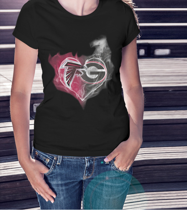 Atlanta Falcons Georgia Bulldogs Heart Smoke T-Shirt