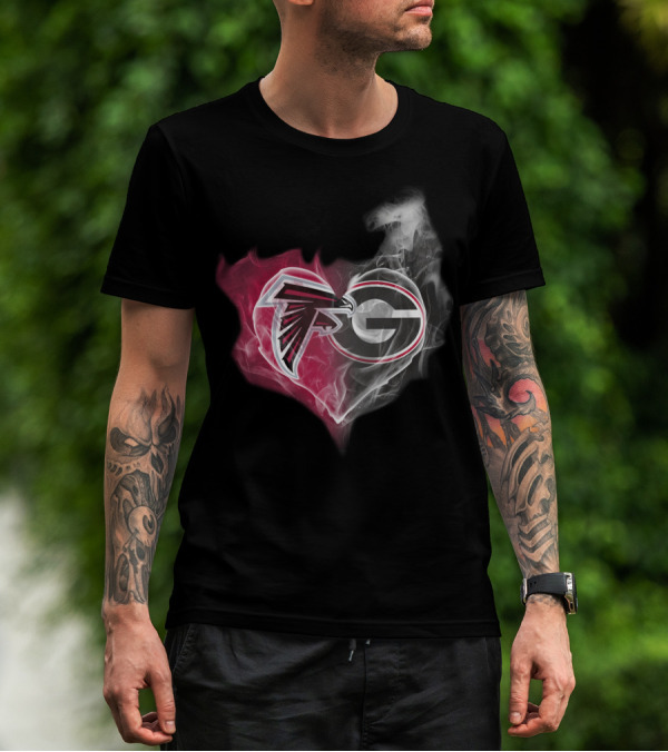 Atlanta Falcons Georgia Bulldogs Heart Smoke T-Shirt