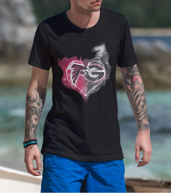 Atlanta Falcons Georgia Bulldogs Heart Smoke T-Shirt