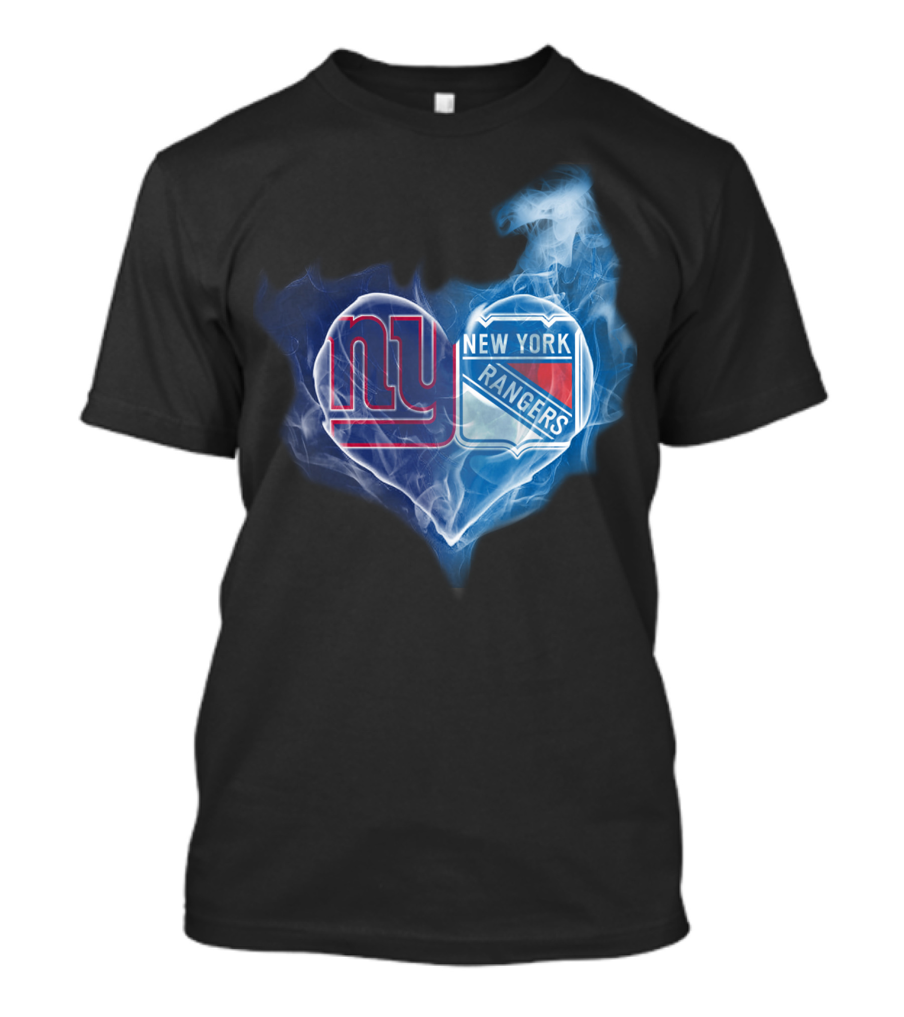 Ny Giants New York Rangers Heart Smoke T-Shirt