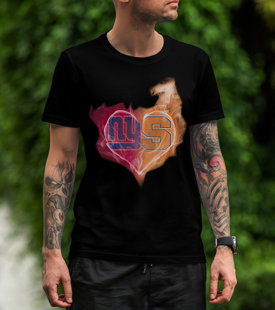 New York Giants Syracuse Orange Ny Heart Flame T-Shirt