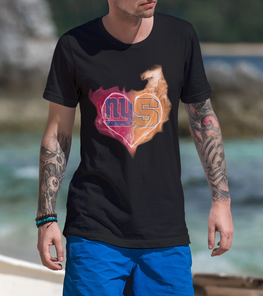 New York Giants Syracuse Orange Ny Heart Flame T-Shirt