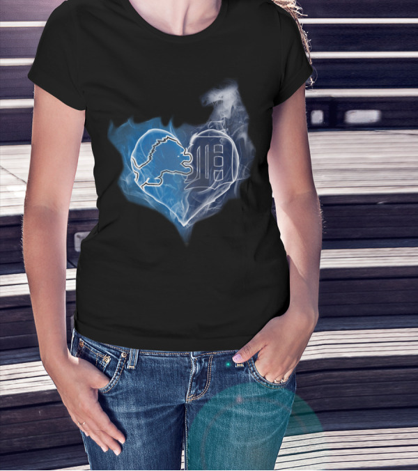 Detroit Lions And Tigers Heart T-Shirt