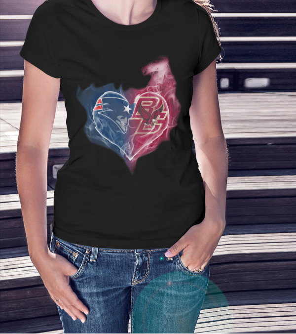 Patriots Boston College Eagles Heart Logo Fusion T-Shirt