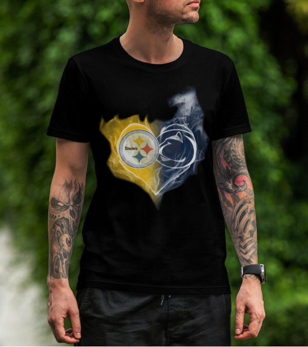 Steelers Penn State Nittany Lions Heart Flame T-Shirt