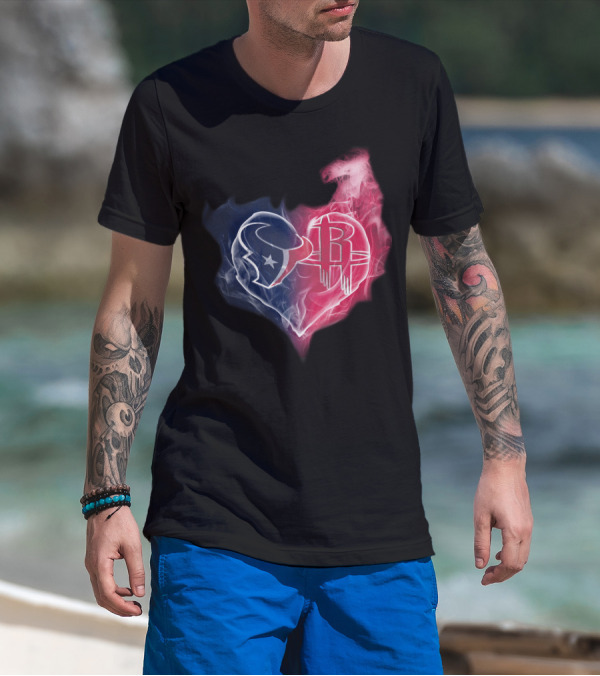 Texans Houston Rockets Logo Heart Smoke T-Shirt