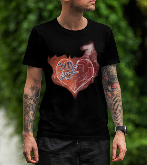 Thunder OKC Heart Oklahoma Sooners OU T-Shirt