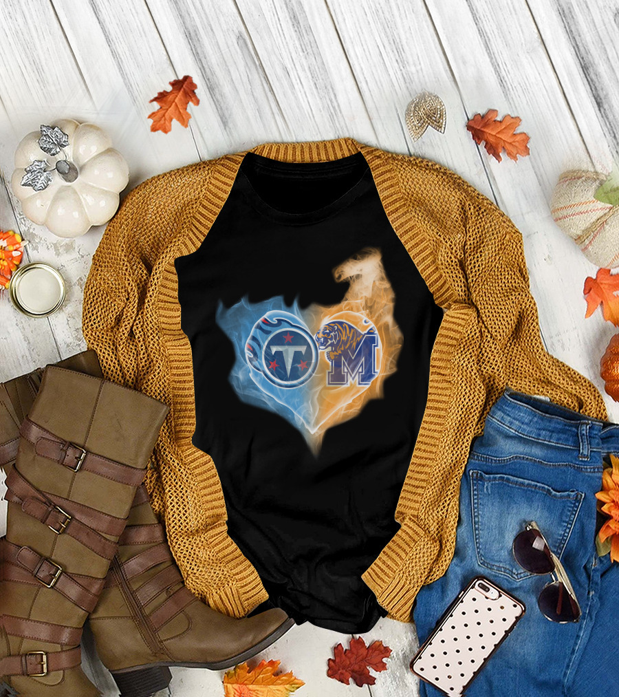 Titans Memphis Tigers Heart T-Shirt