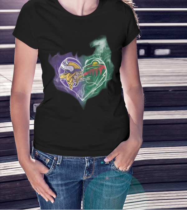 Vikings Minnesota Wild Heart Logo Fusion T-Shirt
