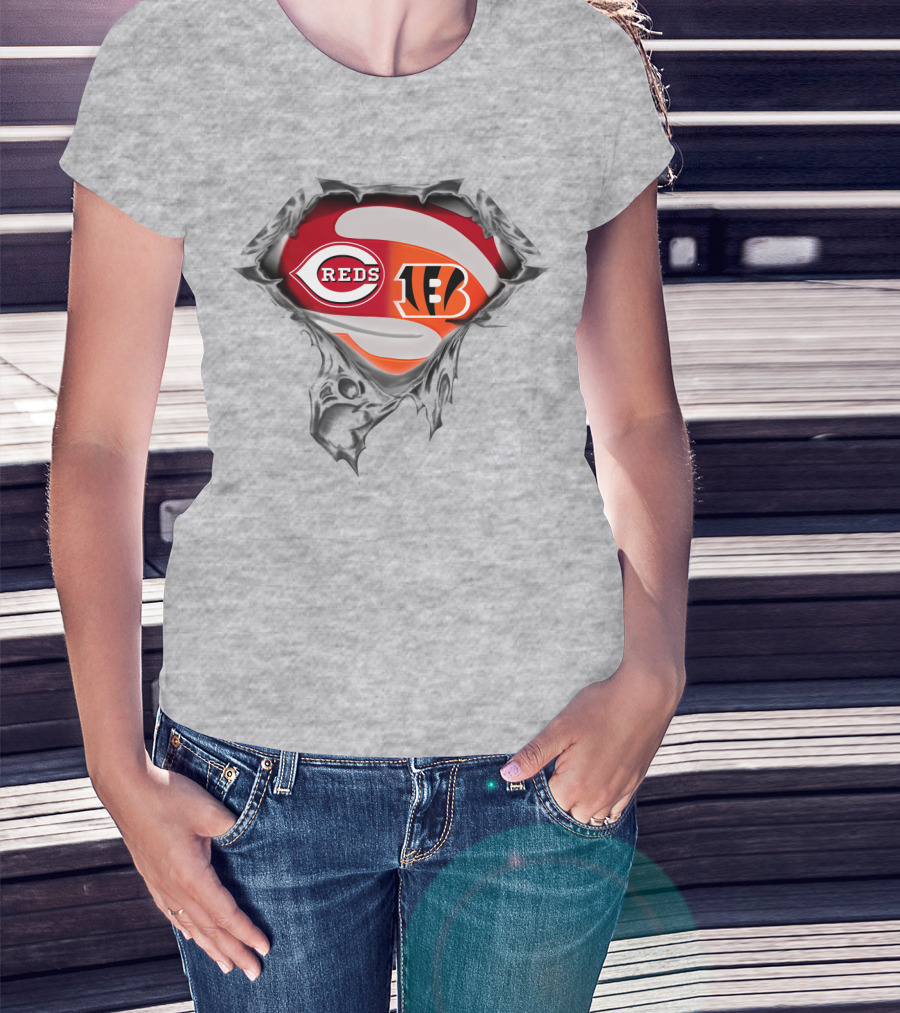 Cincinnati Reds Bengals Logo Mashup T-Shirt