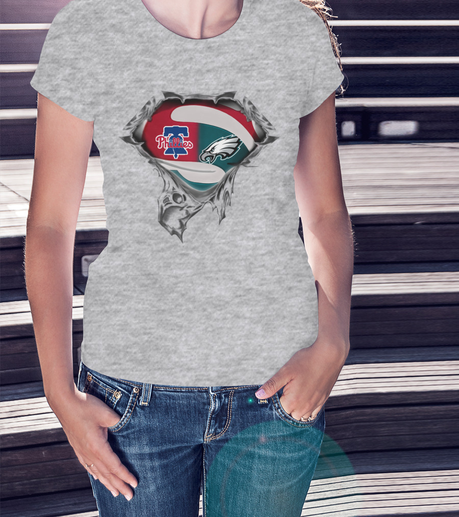 Phillies Eagles Logo Mashup Superhero Style T-Shirt