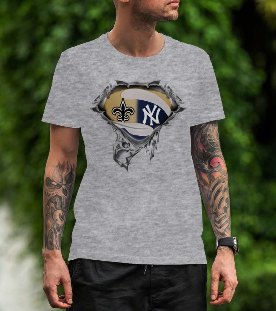 New Orleans Saints And New York Yankees Fusion T-Shirt