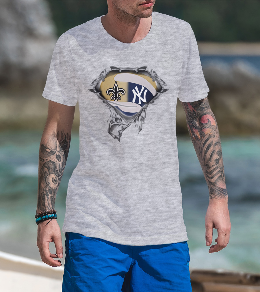 New Orleans Saints And New York Yankees Fusion T-Shirt