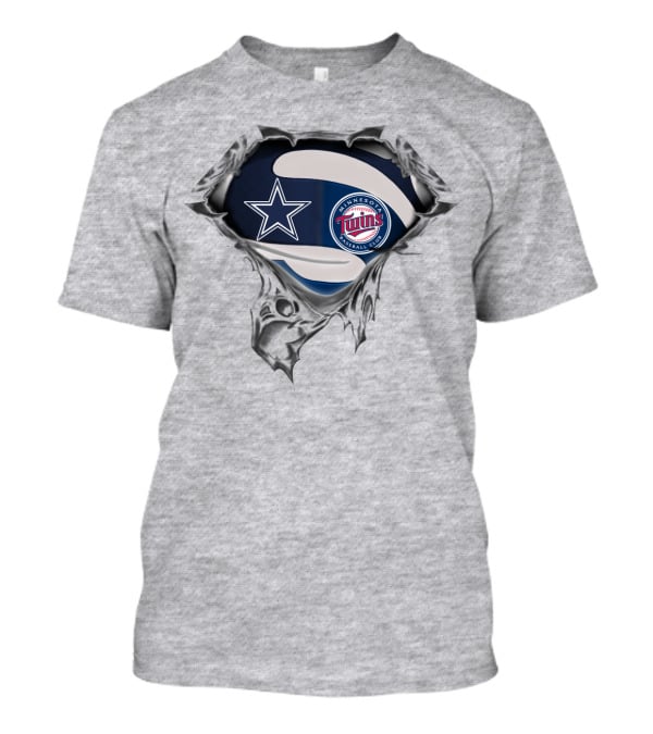 Dallas Cowboys Minnesota Twins Fan Crossover Football Baseball Logos T-Shirt