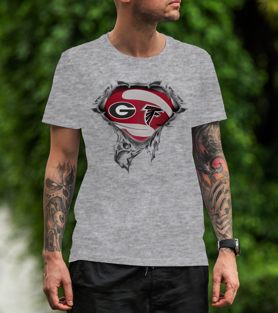 Georgia Bulldogs Atlanta Falcons Logo Mashup T-Shirt