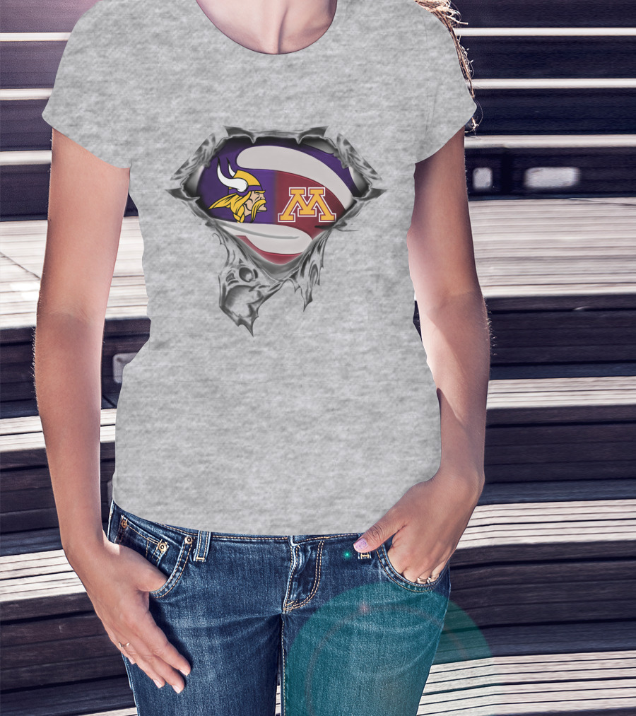 Vikings Minnesota Golden Gophers Logo Superhero Shield T-Shirt