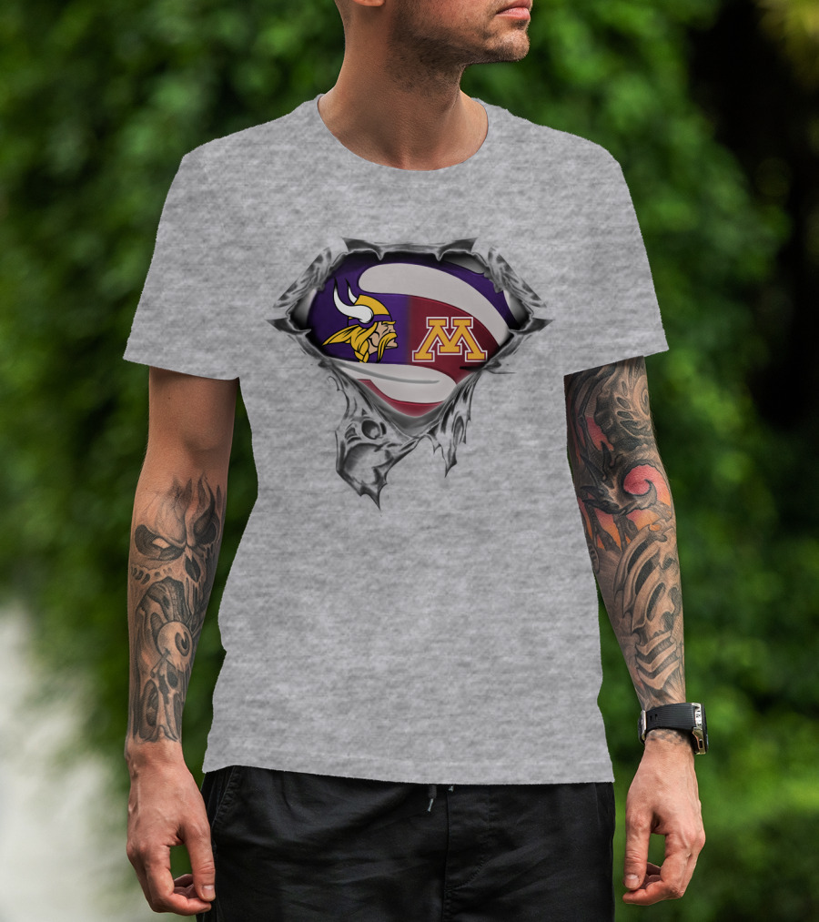 Vikings Minnesota Golden Gophers Logo Superhero Shield T-Shirt