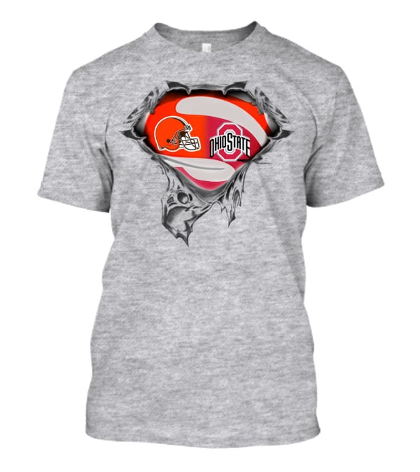 Browns Ohio State Logo Fusion With Football Helmet And Buckeye Symbol T-Shirt